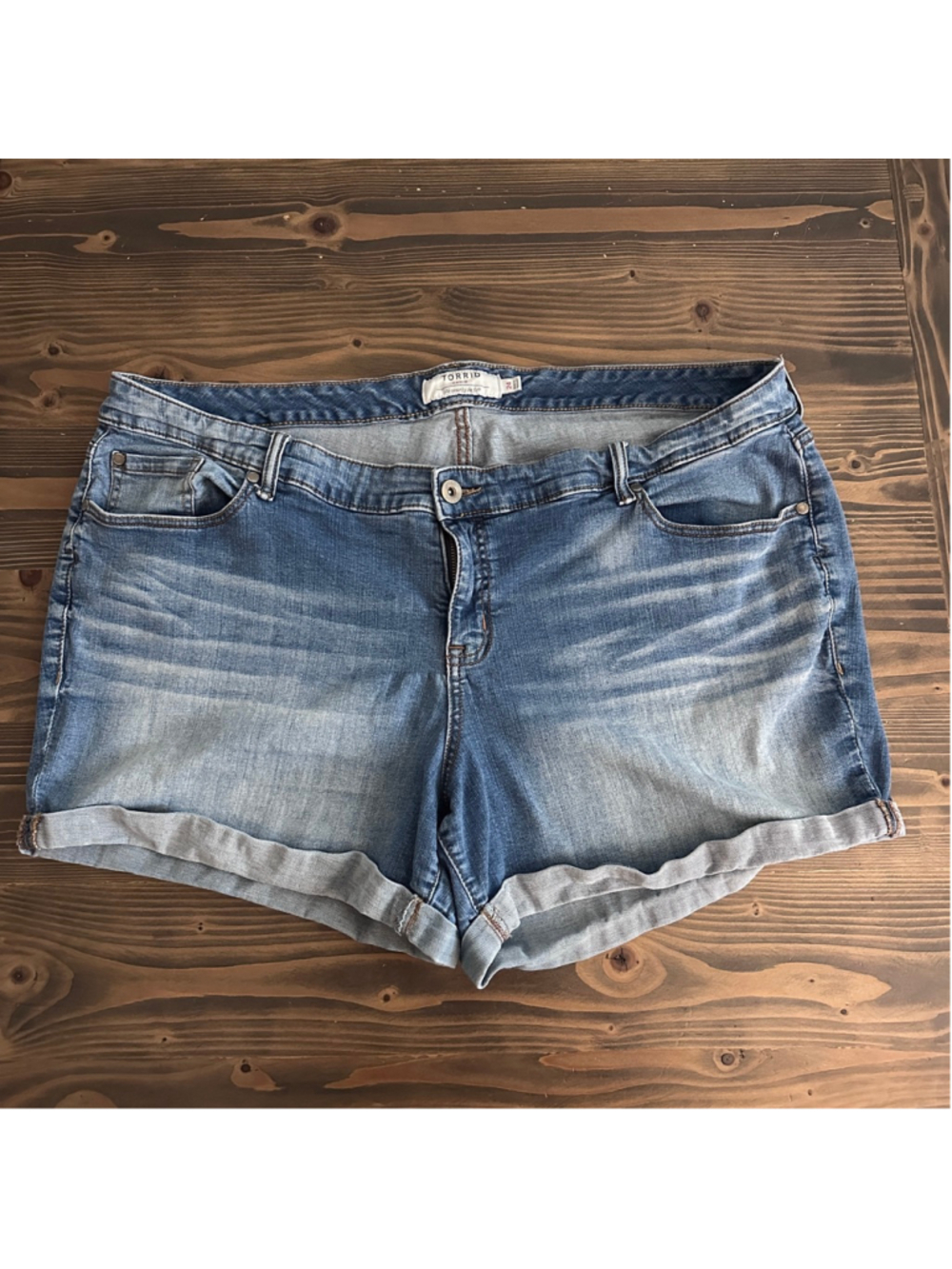 Torrid Jean Shorts 24 Plus Size Blue Cuffed Stretch